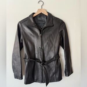 Authentic Kenneth Cole Black Leather Motorcycle Jacket XL (Fits Like XS) Vintage